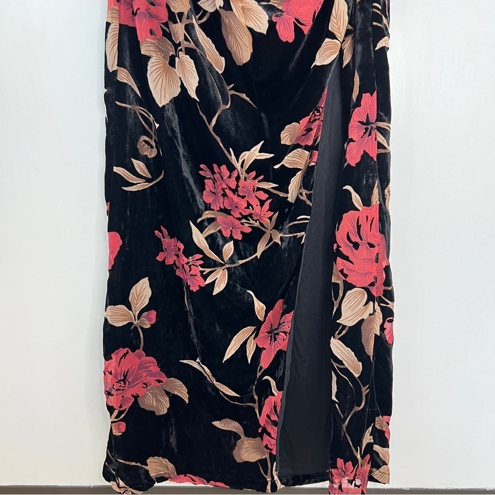 Lulus Exquisite Black Floral Burnout Velvet Strapless Maxi Dress NWT - Picture 5 of 16